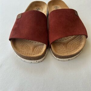 Red Suede Slide Sandals